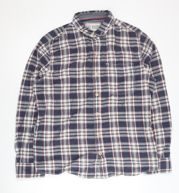 Fat Face Men's Blue Plaid Shirt, Size L, Long Sleeve Casual