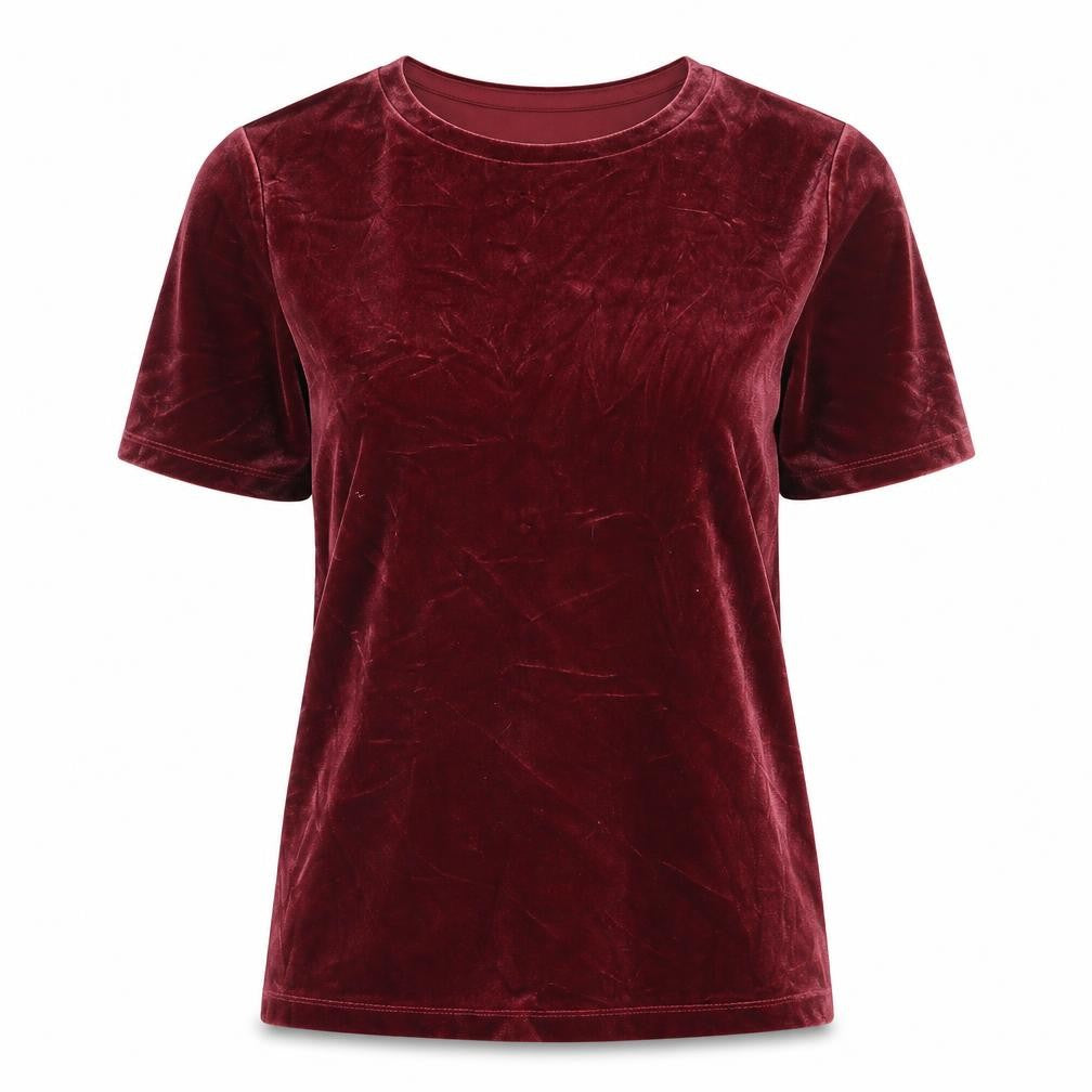 Lands' End Women's Red Velvet T-Shirt XS