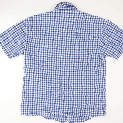 Wika Sen Men's Blue Check Short Sleeve Shirt 2XL
