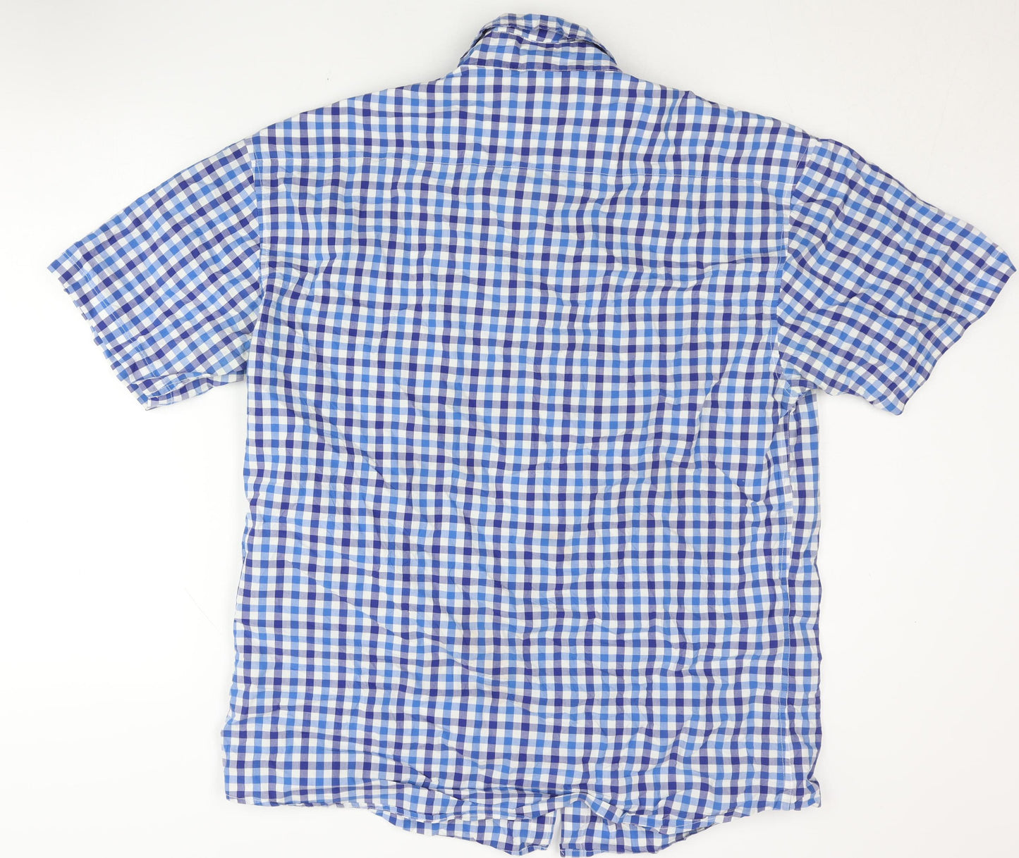 Wika Sen Men's Blue Check Short Sleeve Shirt 2XL