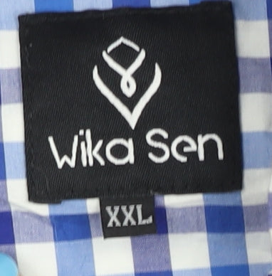 Wika Sen Men's Blue Check Short Sleeve Shirt 2XL