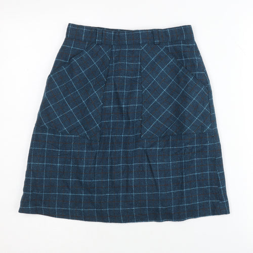 Charlotte Halton Women's Blue Check A-Line Skirt, Size 10