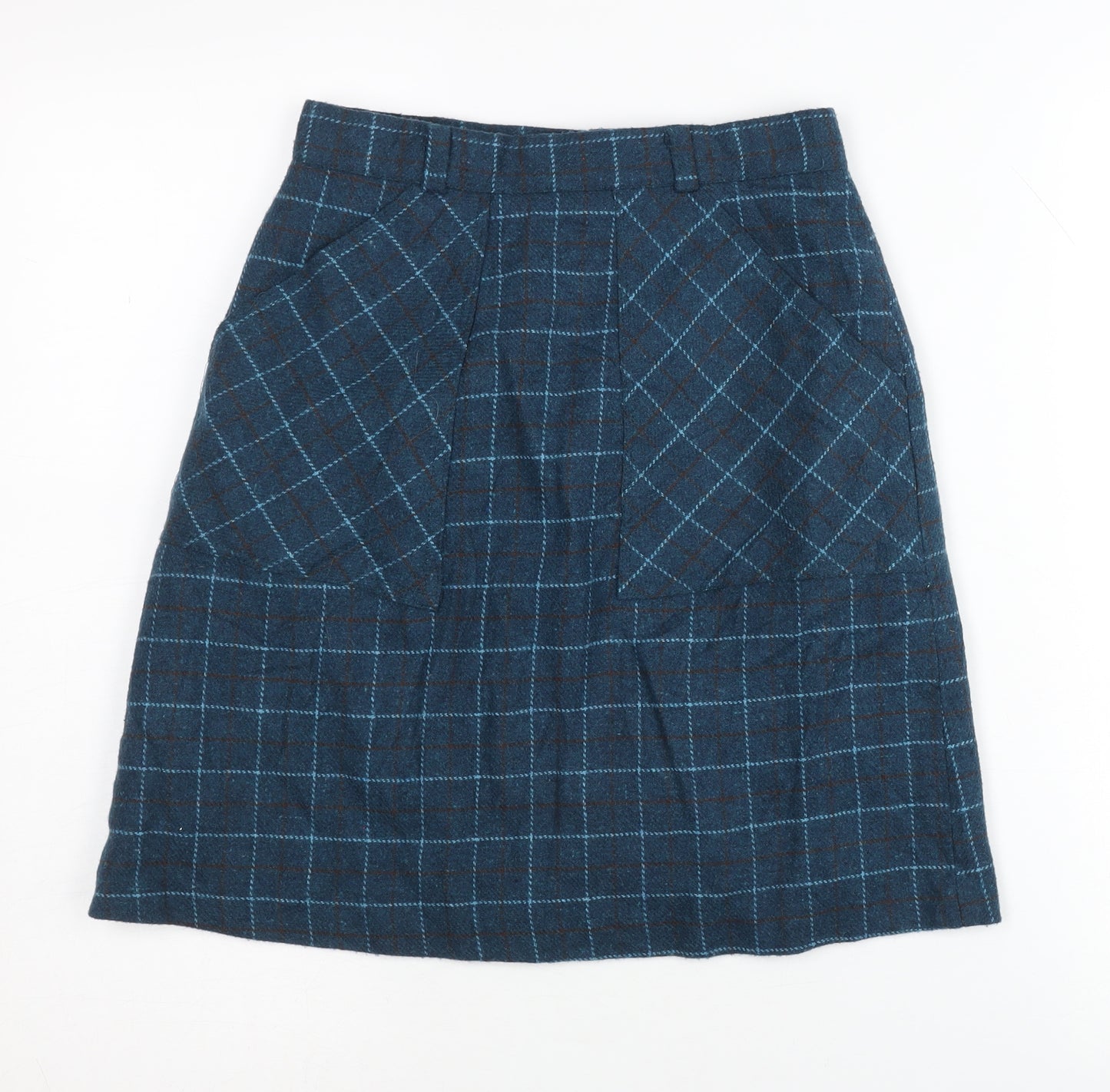 Charlotte Halton Women's Blue Check A-Line Skirt, Size 10