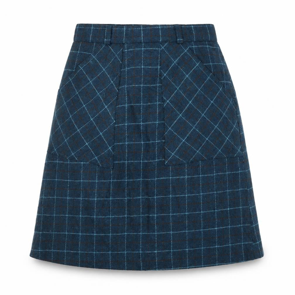 Charlotte Halton Women's Blue Check A-Line Skirt, Size 10