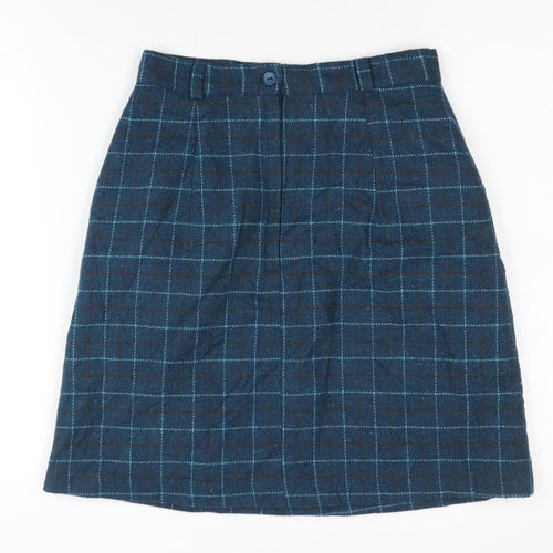 Charlotte Halton Women's Blue Check A-Line Skirt, Size 10