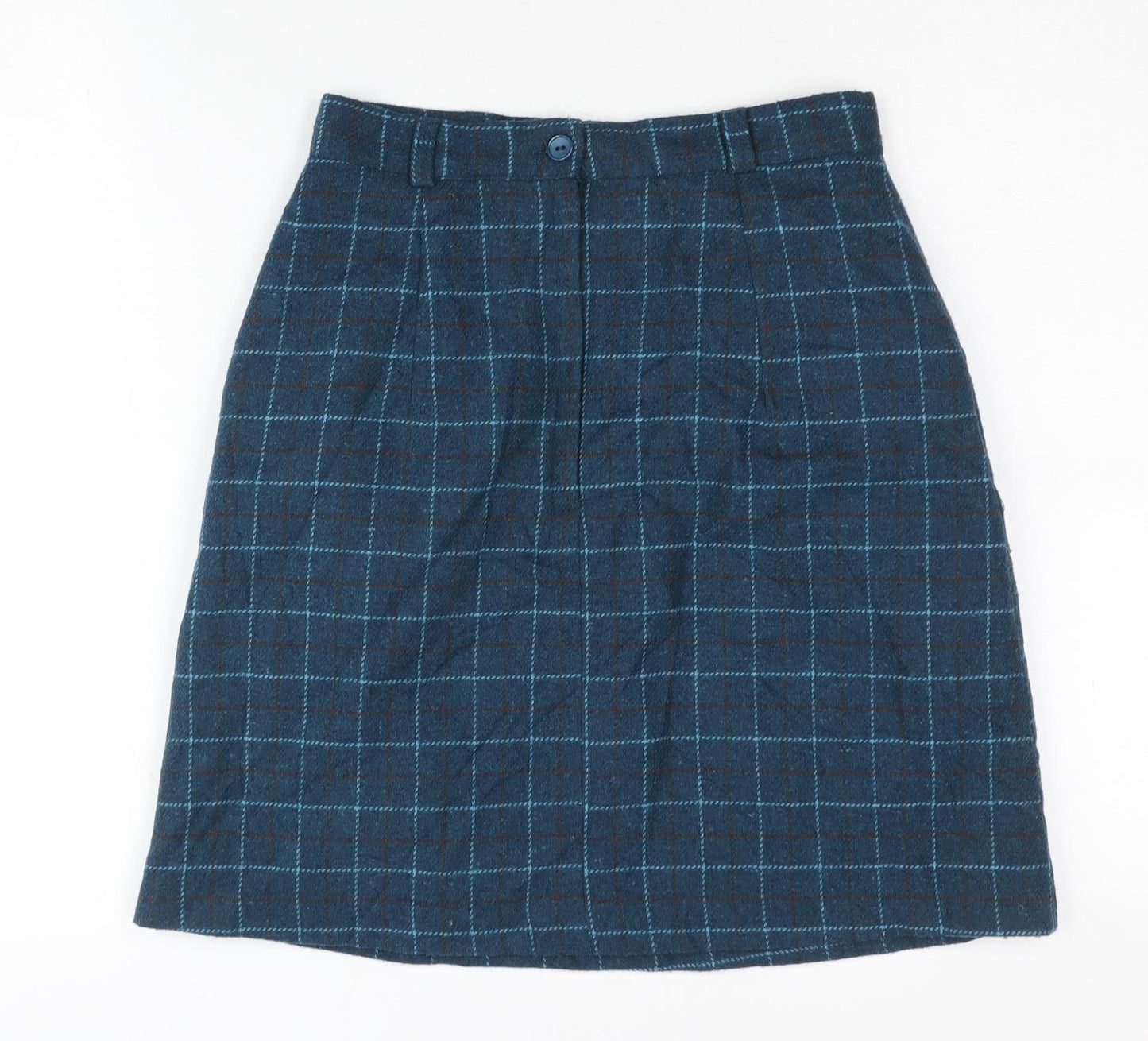 Charlotte Halton Women's Blue Check A-Line Skirt, Size 10