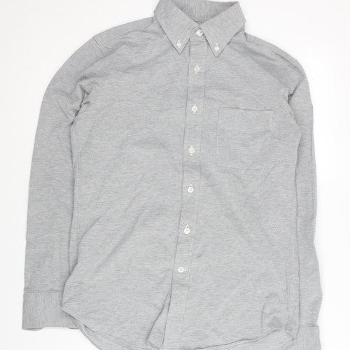 UNIQLO Men's Grey Slim Fit Button-Up Shirt XS
