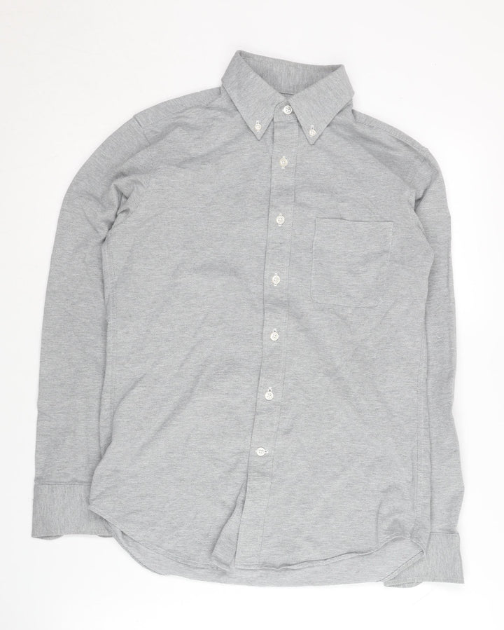 UNIQLO Men's Grey Slim Fit Button-Up Shirt XS