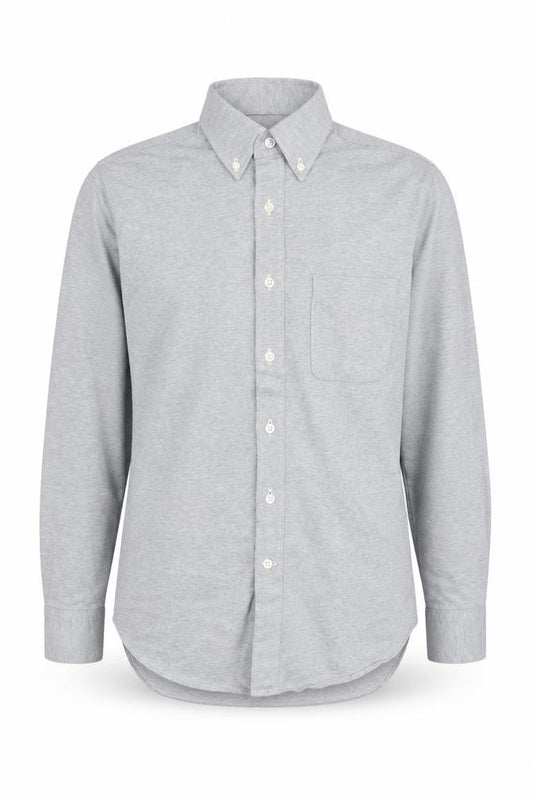 Front view of Uniqlo Men's Grey Slim Fit Button-Up Shirt XS