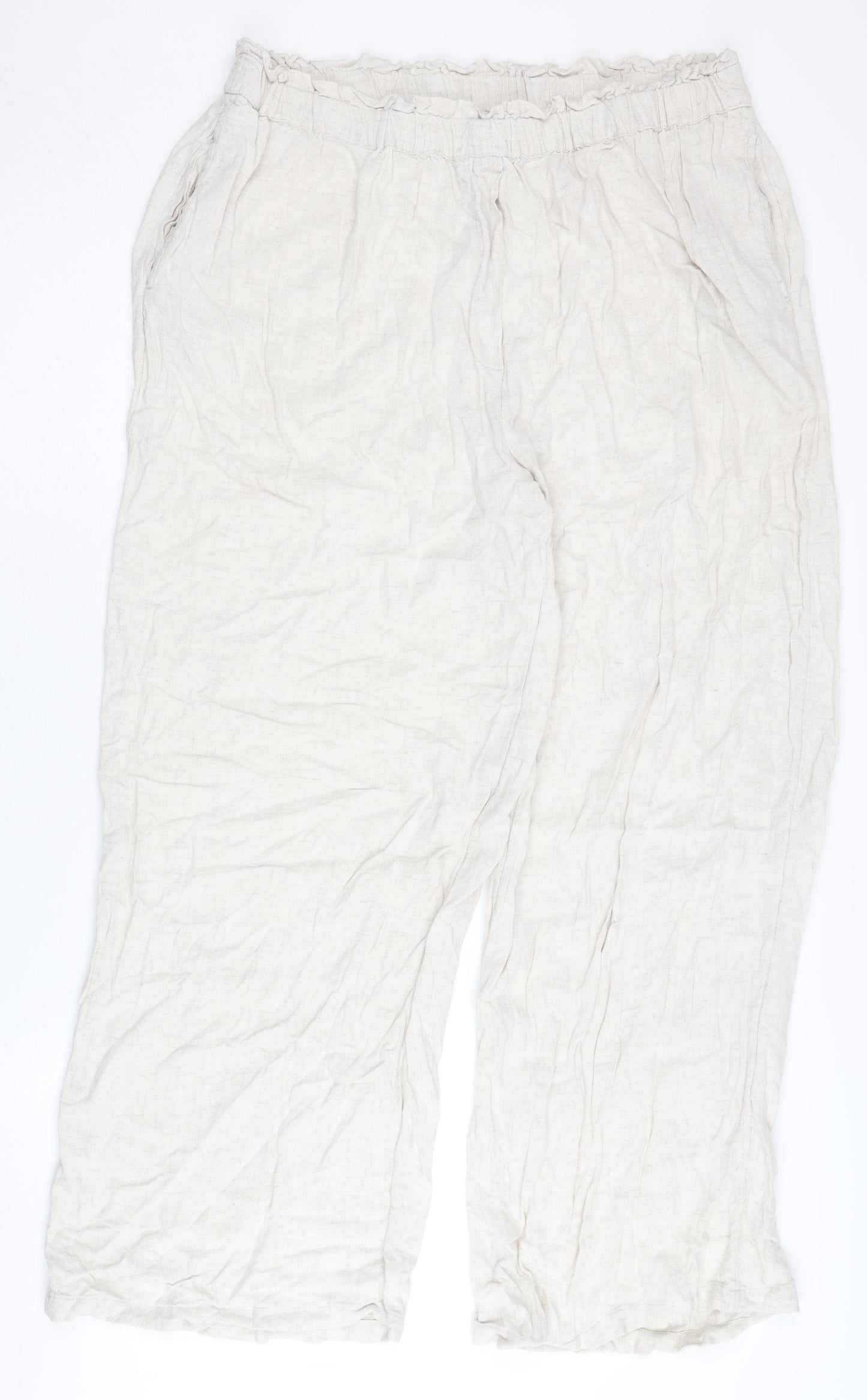 River Island Women's Ivory Wide-Leg Trousers L