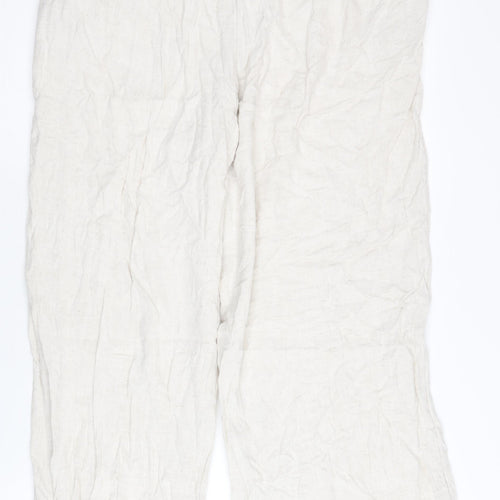 River Island Women's Ivory Wide-Leg Trousers L