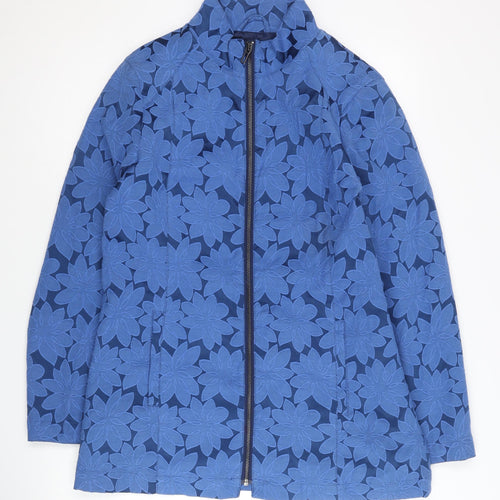 Cotton Traders Women's Blue Floral Zip Jacket Size 10