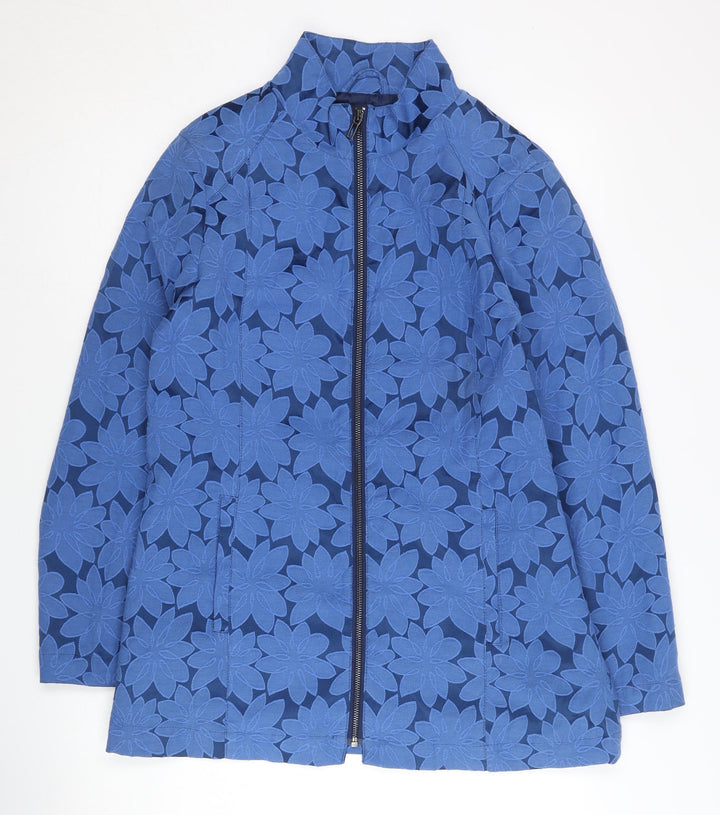 Cotton Traders Women's Blue Floral Zip Jacket Size 10