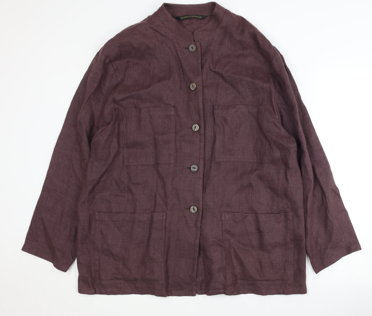 Marks and Spencer Women's Purple Linen Jacket Size 18