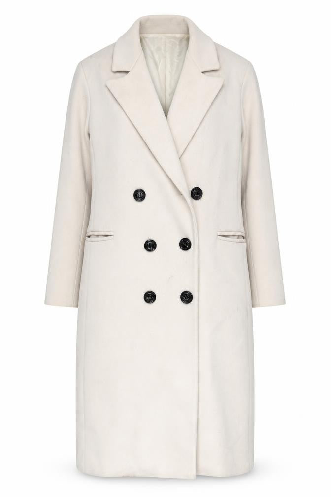 Front view of PRETTYLITTLETHING Beige Women's Overcoat, size 10
