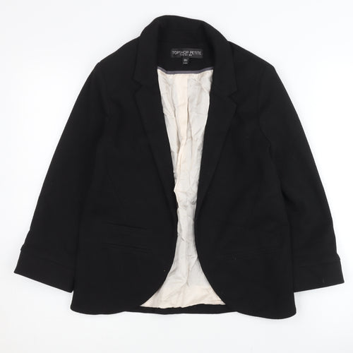 Topshop Women’s Petite Black Blazer, Size 8, Lined, Excellent