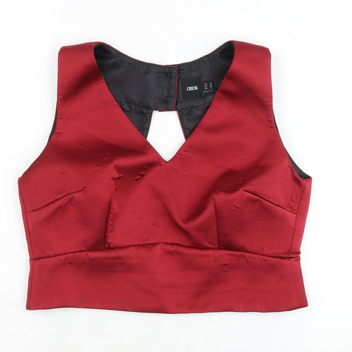 ASOS Women's Red Cropped Blouse, Size 10