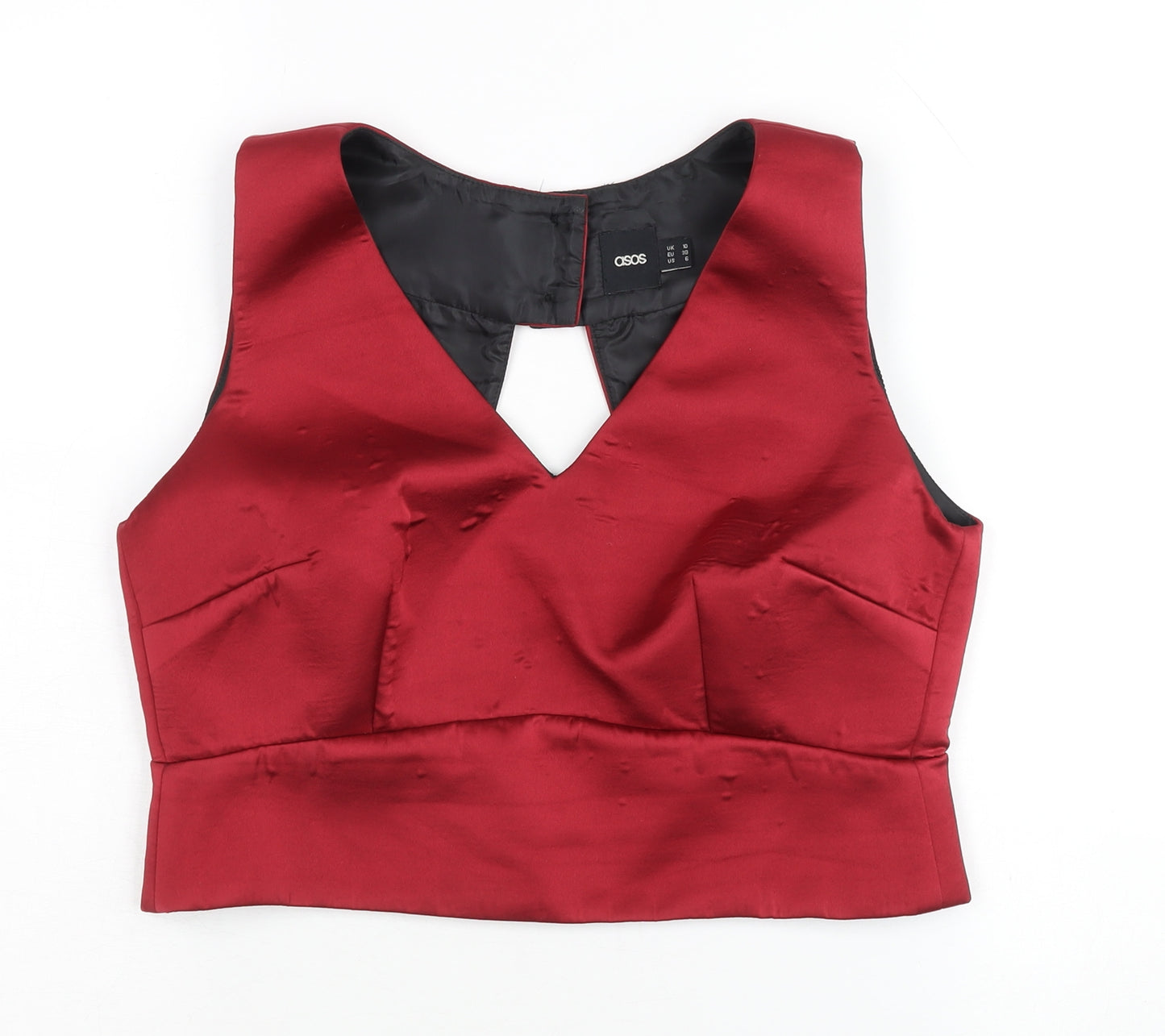 ASOS Women's Red Cropped Blouse, Size 10