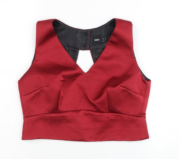 ASOS Women's Red Cropped Blouse, Size 10