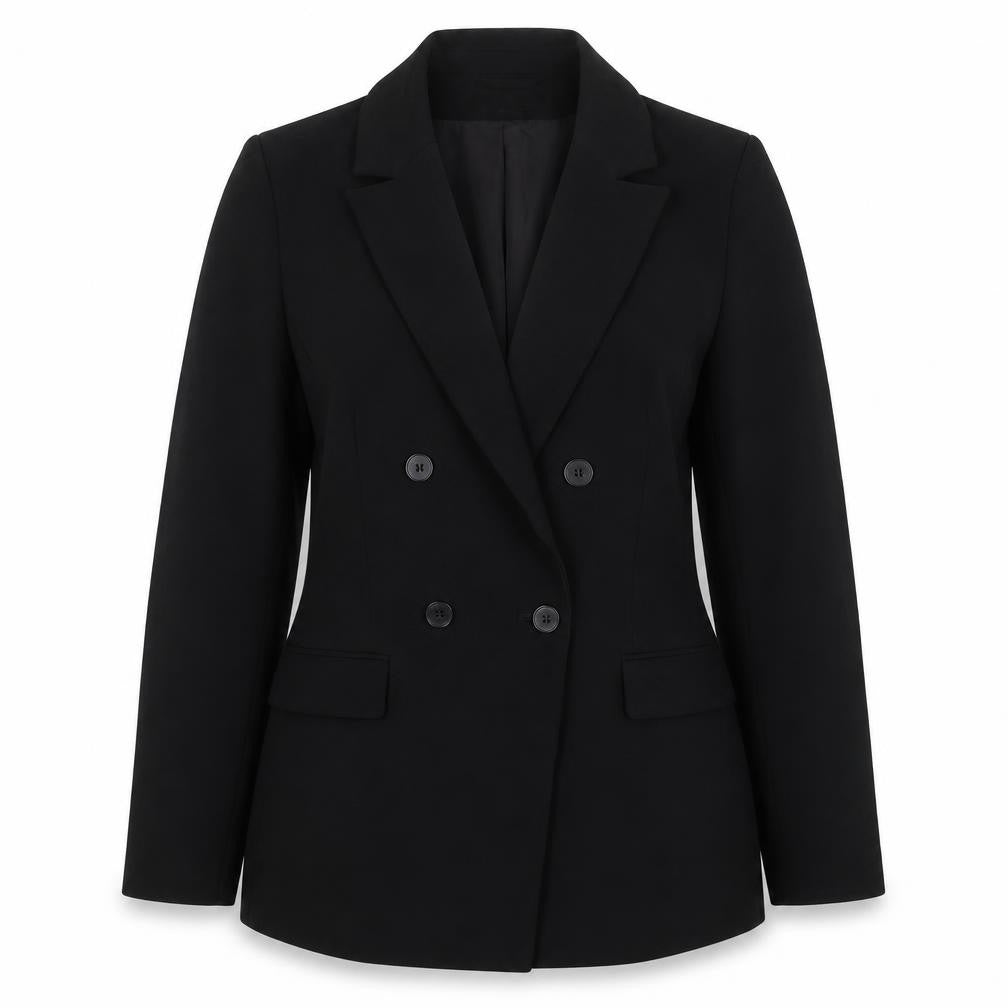 Front view of H&M Women's Black Slim Double-Breasted Blazer S