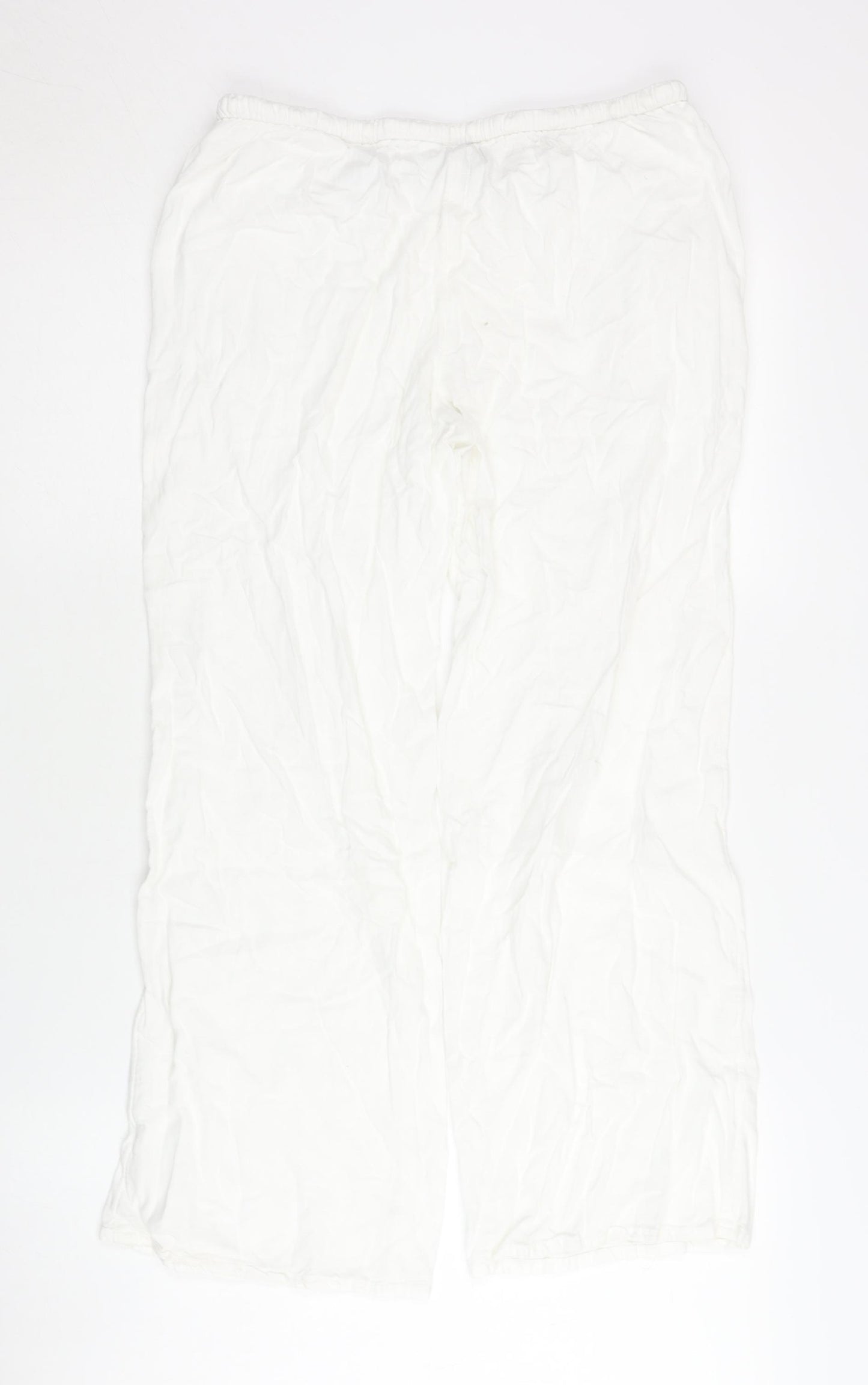 H&M Women's White Trousers Small, Casual Mid-Rise Elastic