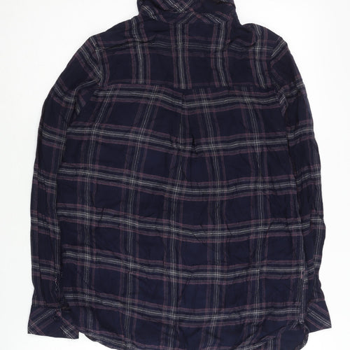 Warehouse Women's Blue Plaid Button-Up Shirt - Size 8