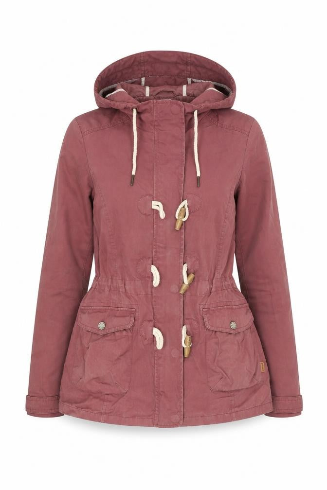 Front view of FatFace Women's Red Hooded Parka Jacket, size 10