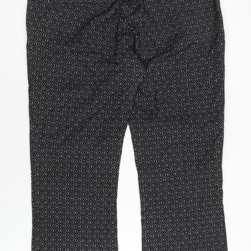 H&M Women's Black Geometric Print Trousers Size 12