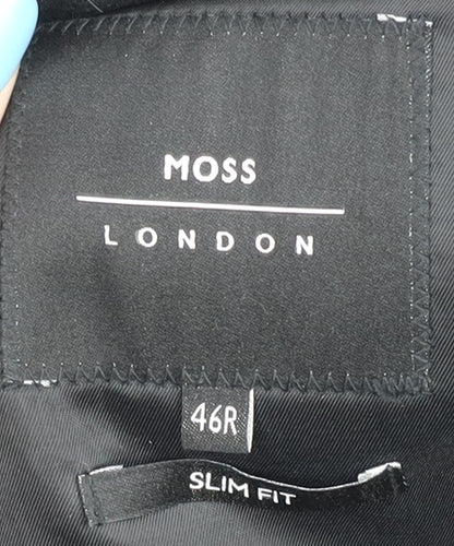 Moss London Men's Black Slim Fit Overcoat, Size 46R
