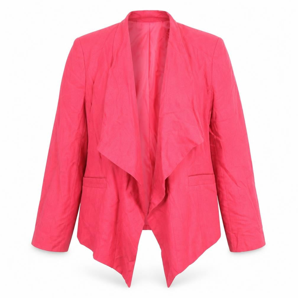 Front view of Dunnes Women’s Pink Blazer, size UK 16, Linen Blend