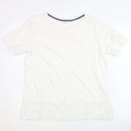 Balmar Heritage Women White Size 14 Crochet Trim T-Shirt
