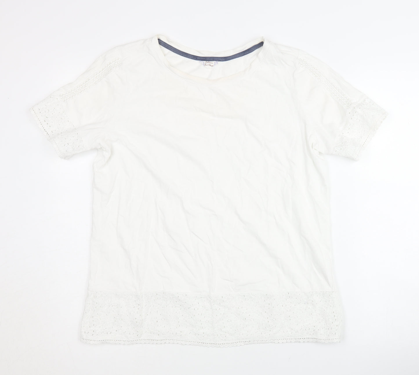 Balmar Heritage Women White Size 14 Crochet Trim T-Shirt