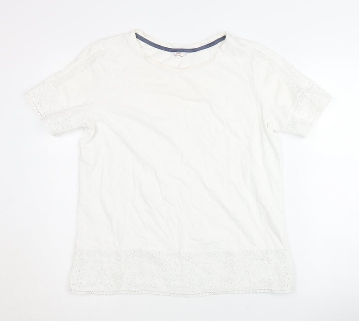 Balmar Heritage Women White Size 14 Crochet Trim T-Shirt