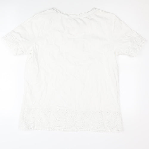 Balmar Heritage Women White Size 14 Crochet Trim T-Shirt
