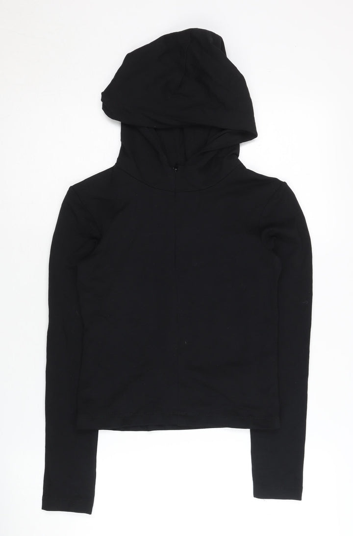 Zara Women Black Hoodie, Size 2, Lightweight, Casual
