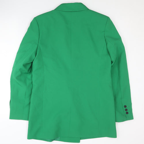Stradivarius Women's Green Double-Breasted Blazer, Size 8