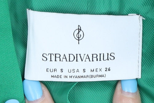 Stradivarius Women's Green Double-Breasted Blazer, Size 8
