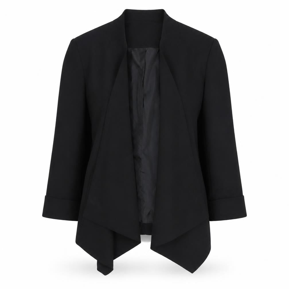 Front view of Warehouse Women's Black Blazer UK 8 Regular Fit