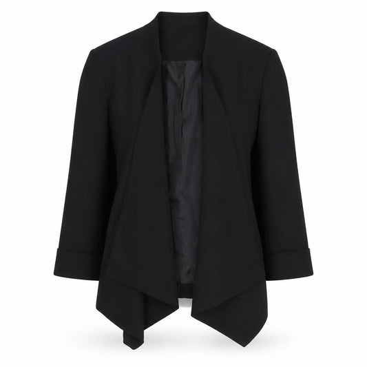 Front view of Warehouse Women's Black Blazer UK 8 Regular Fit