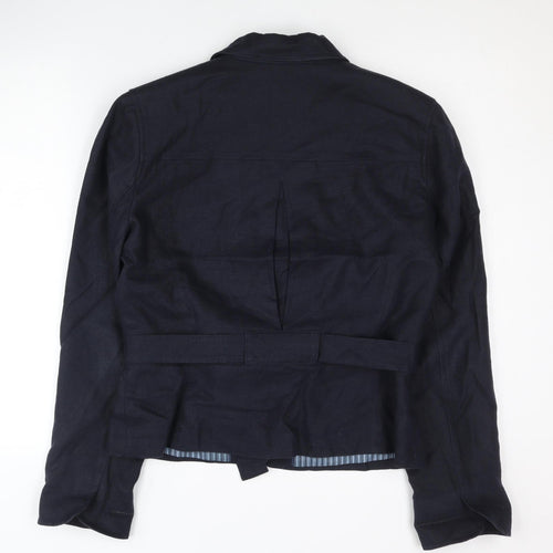 Next Women's Black Blazer Size 14, Belted Linen Jacket