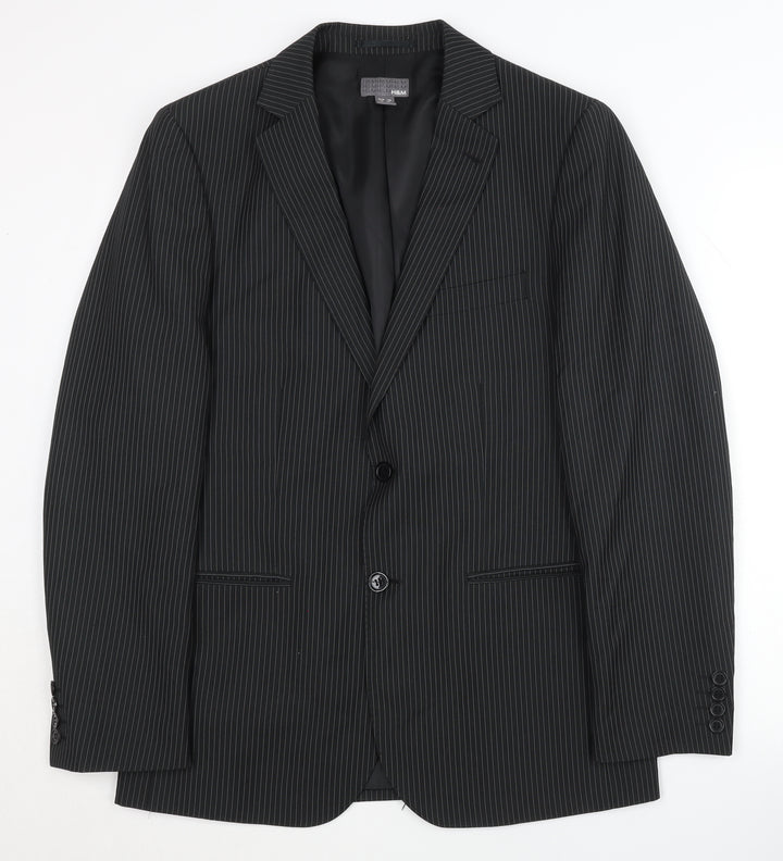 H&M Men's Black Striped Blazer, Size M, Regular Fit