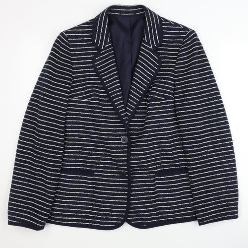 St Michael Women's Black Striped Blazer Size 14