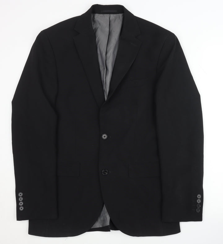 Next Men's Black Regular Fit Blazer, Size 36