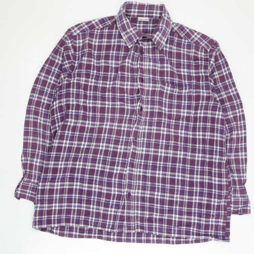 Damart Men's Purple Plaid Long Sleeve Button-Up Shirt XL