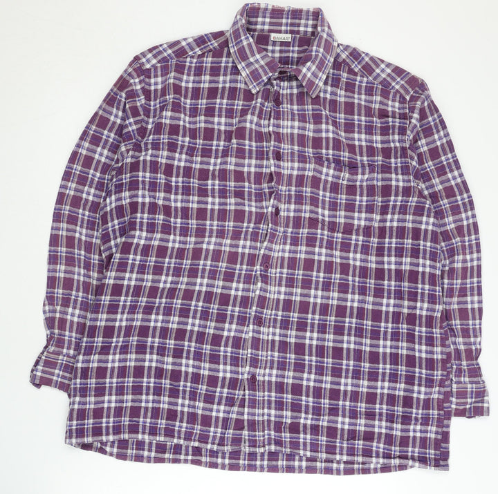 Damart Men's Purple Plaid Long Sleeve Button-Up Shirt XL