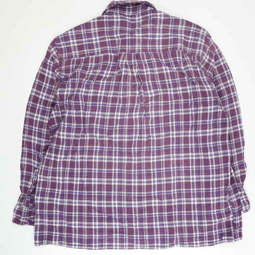 Damart Men's Purple Plaid Long Sleeve Button-Up Shirt XL