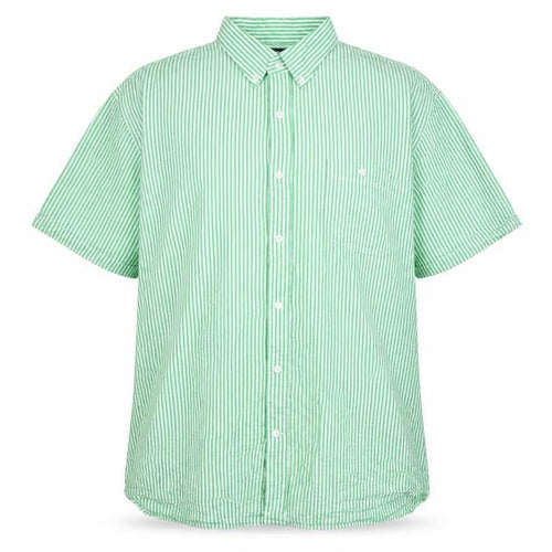 Lands' End Men's Green Striped Casual Shirt - XL