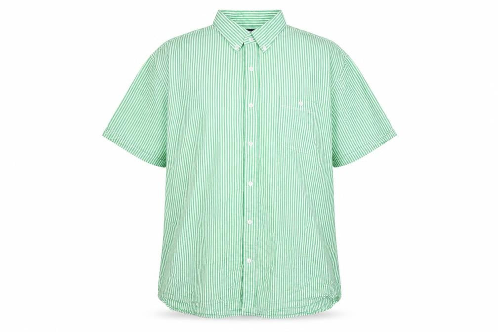 Lands' End Men's Green Striped Casual Shirt - XL