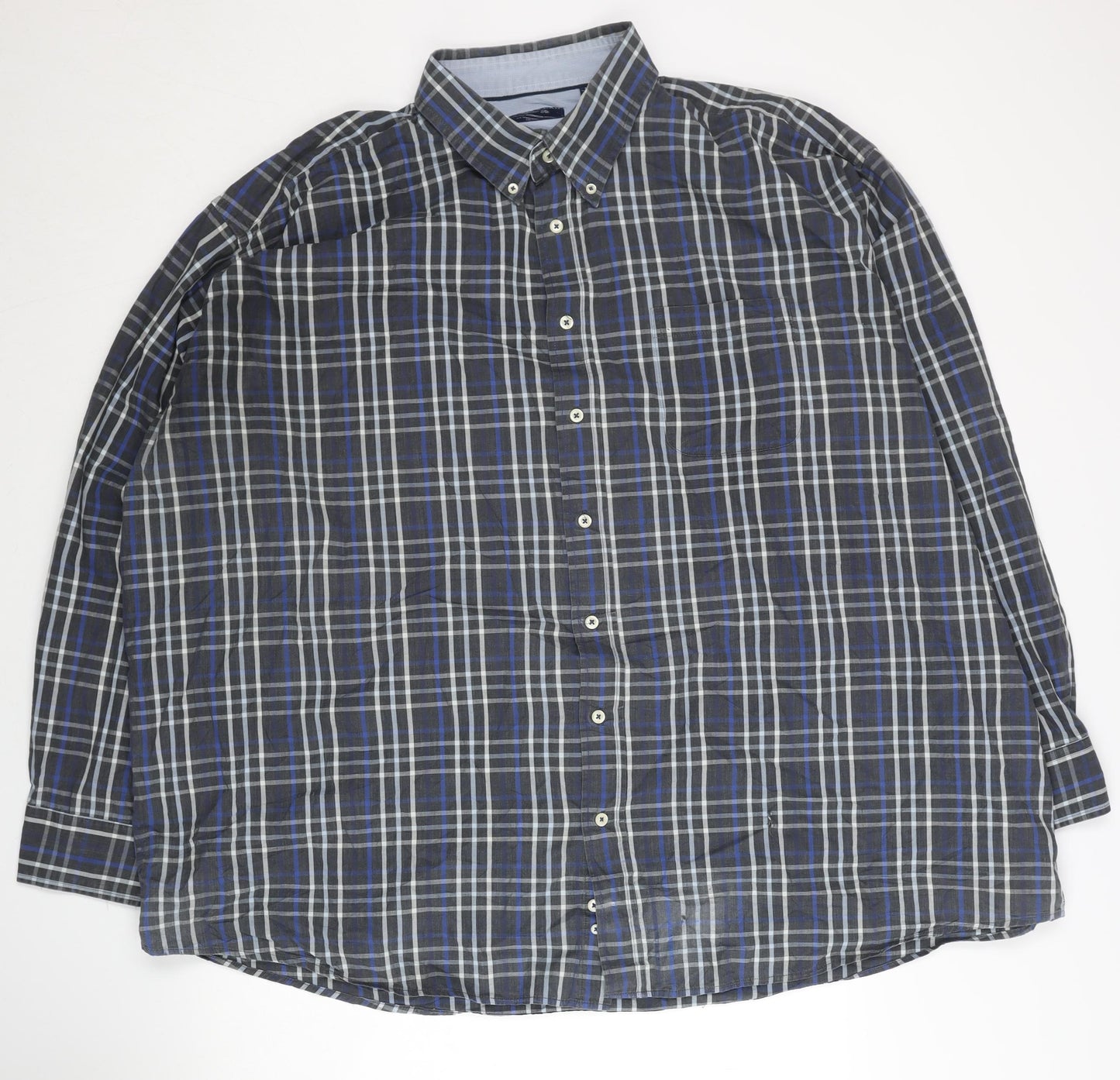 Today's Man Men's Blue Check 5XL Button-Up Shirt