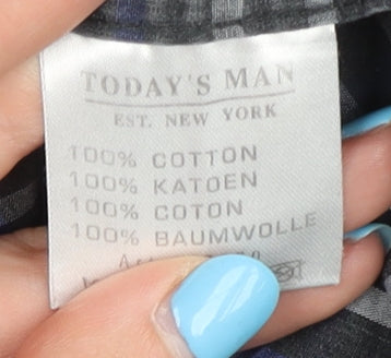 Today's Man Men's Blue Check 5XL Button-Up Shirt